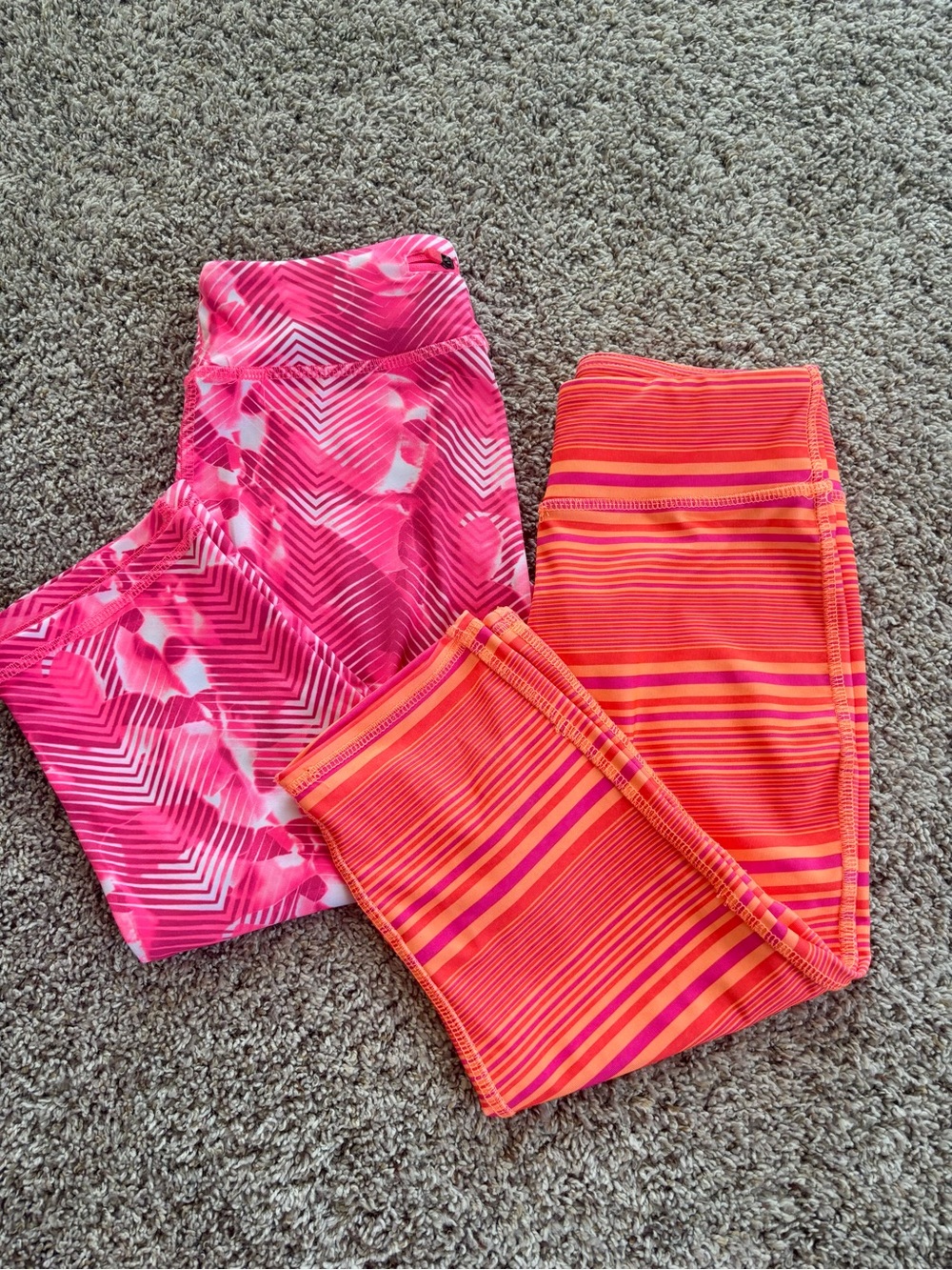 Girls Kyodan Pink & Coral Active Leggings - Double Pack